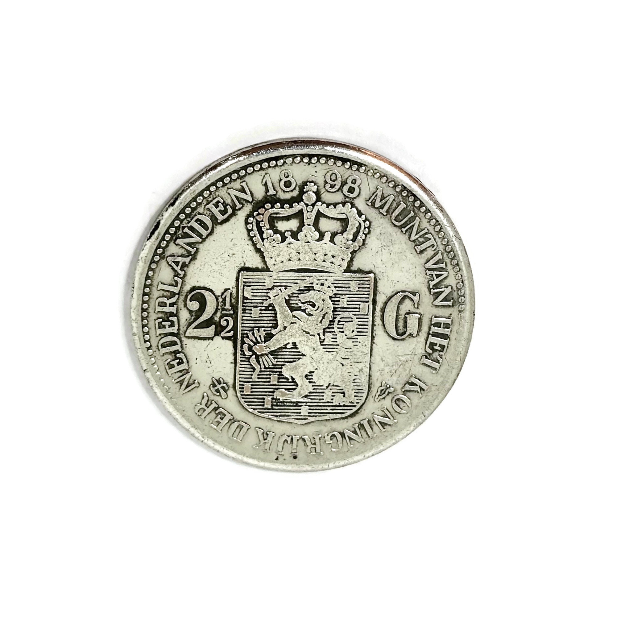 1898年 オランダ ウィルヘルミナ 2 1/2ギルダー。銀貨（純度945/1000