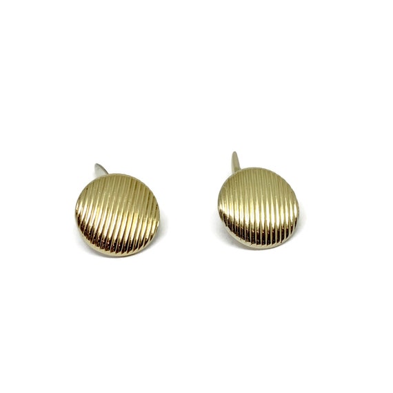 Art deco round ribbed cufflinks gold filled silve… - image 1