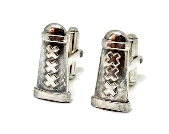 Sterling silver Amsterdam cufflinks. ABN AMRO collector's item, hallmarked 925 silver. The Amsterdammertje. Very rare find.
