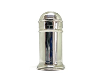 Pepper or Salt shaker. Small silver pepper pot.  Hallmarked Birmingham 1951 with blue glass insert.