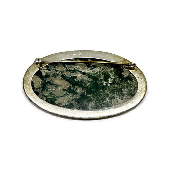 Moss Agate Forest Green Gemstone  silver hallmark… - image 4