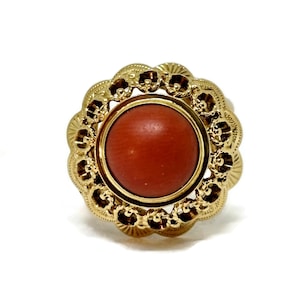 Red coral ring with natural red coral from the Mediterranean