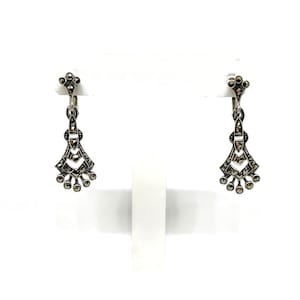 Marcasite earrings. Clip on earrings silver Jewelry from the 30s