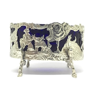 Salt Cellar Cobalt blue liner Antique silver Dutch silver Hallmarked 1890
