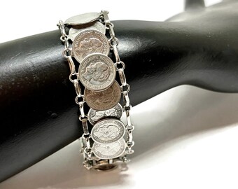 Vintage Coin Bracelet, 10 Cents Wilhelmina Kroningin Der