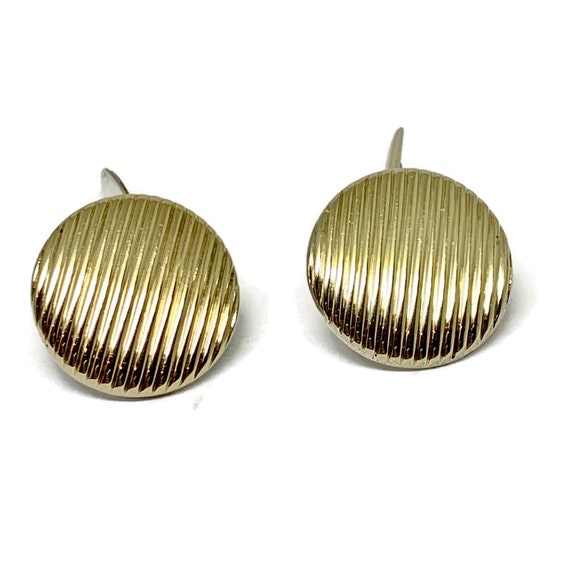 Art deco round ribbed cufflinks gold filled silve… - image 2