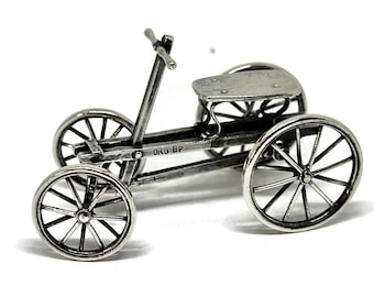 Irish Mail handcar, "Flying Dutchman". Silver miniature for a dolhouse.
