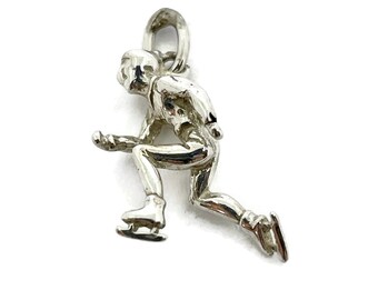 Ice skater charm. Vintage silver charm for bracelet or necklace. Beautiful 3D charm and very detailed.