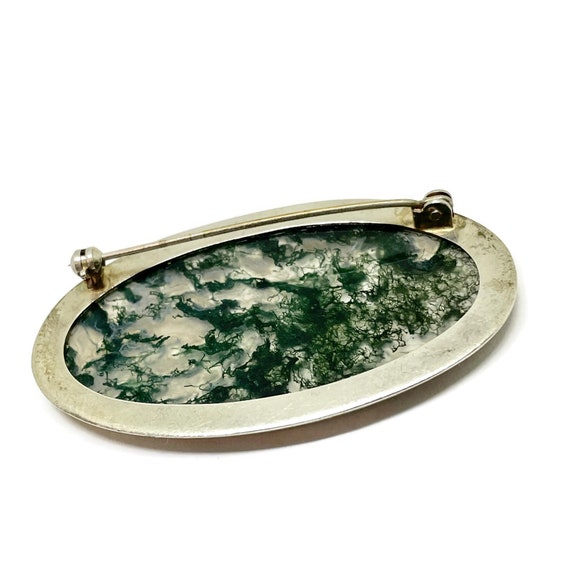 Moss Agate Forest Green Gemstone  silver hallmark… - image 5