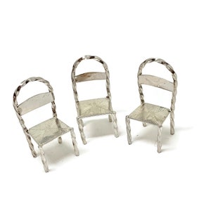 Set of 3  miniature dollhouse chairs. 835 silver hallmarked