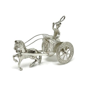 Ancient roman chariot silver miniature. One horse chariot. Dutch silver hallmarked