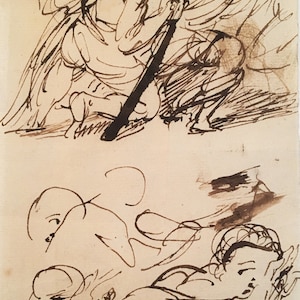Eugene Delacroix Old Master Drawing (Attr): Figure studies