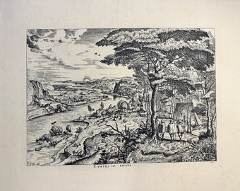 Pieter Bruegel the Elder Etching: "Landscape with Pilgrims at Emmaus" (Euntes in Emaus)