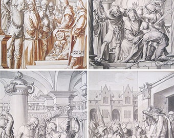 Set of 4: Christ's Passion Inkwash after Hans Holbein the Younger