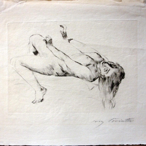 Lovis Corinth Etching: "Liegender weiblicher Akt - Studie zu Joseph und Potiphar"