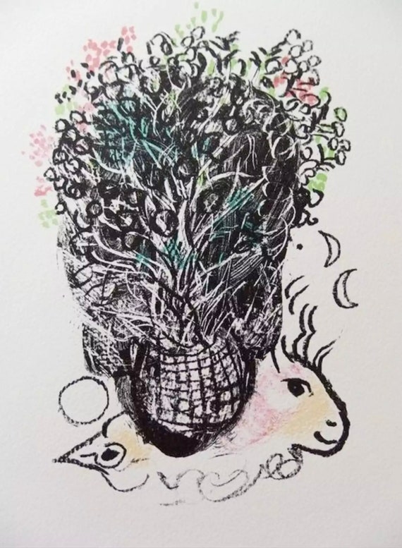 マルクシャガール:「フェルナンに花束を」リトグラフ マルクシャガール:「フェルナンに花束を」リトグラフ マルクシャガール