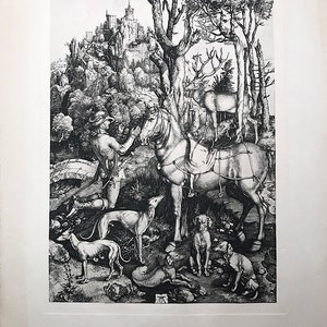 After Albrecht Durer Etching: Image of Hubert, Patron Saint Of Hunters