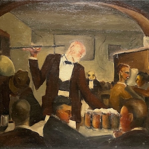 Joseph Pollet Oil Painting: Restaurant scene