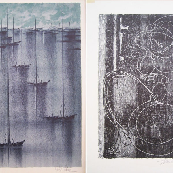 Set of 2 Lithographs by Richard Florsheim & Umberto Romano: "Homeport" and "Oriental Dancer"