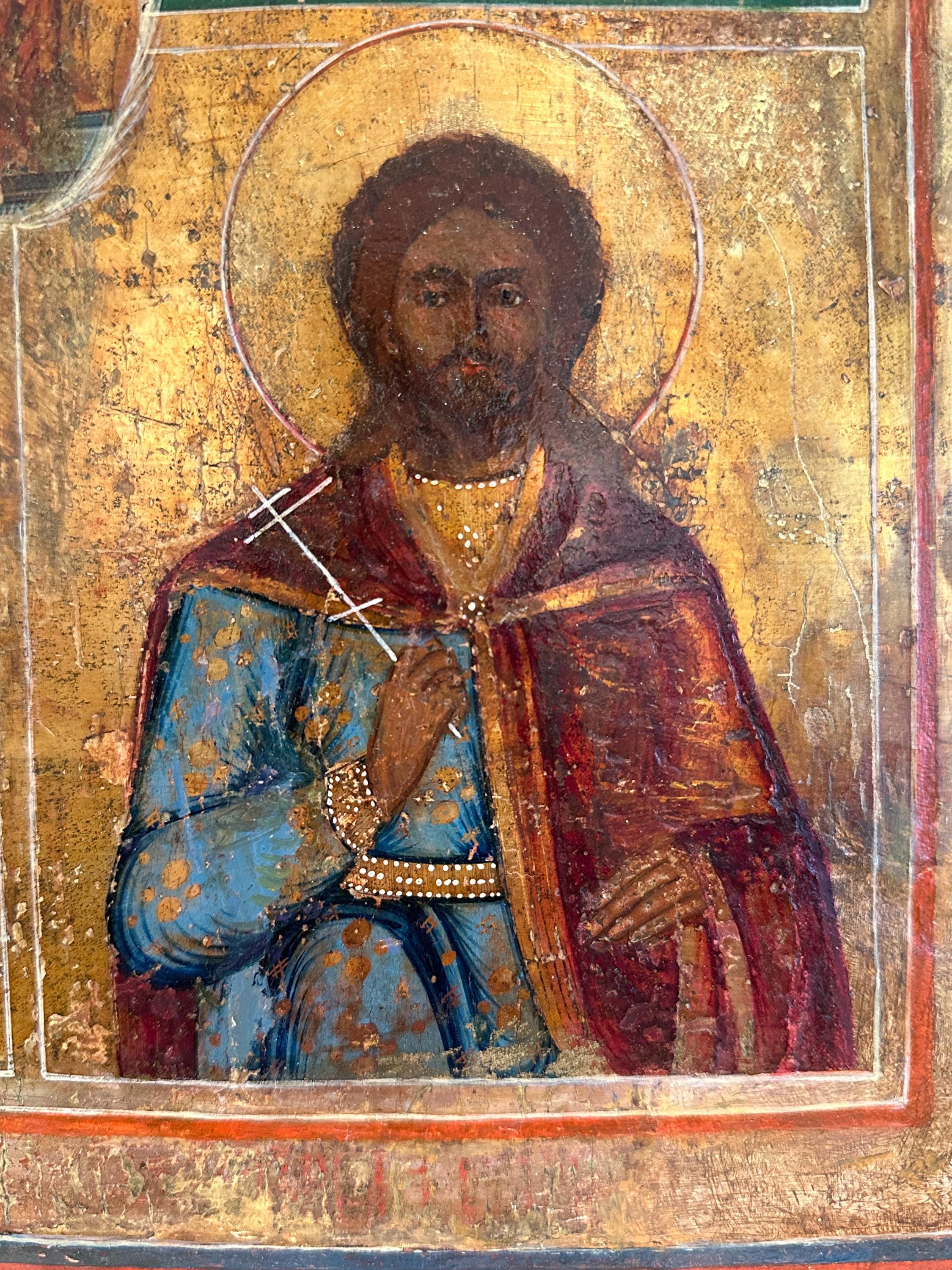 ロシア正教のイコン 18 世紀のロシア正教のヴェトカ イコン: 聖書の場面と聖人を描いた 4