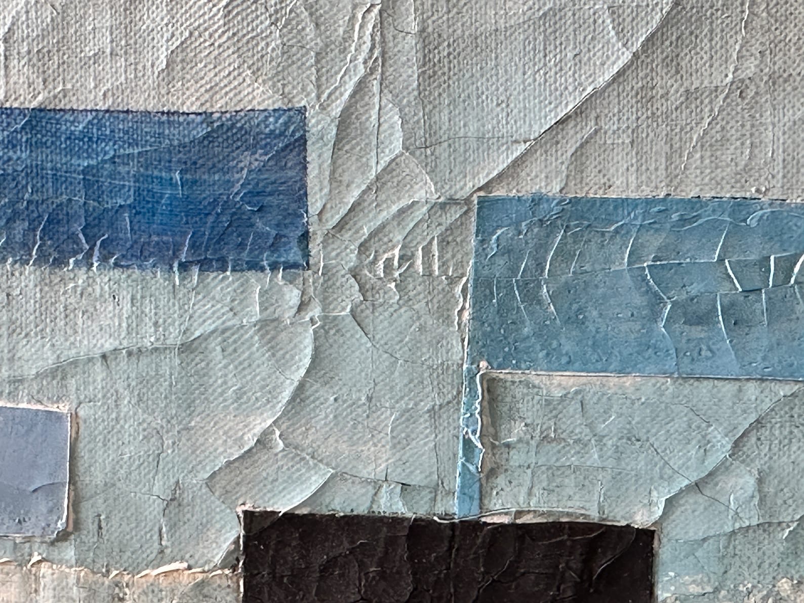 Irene Rice Pereira Oil on Canvas: Blue Abstract Composition 