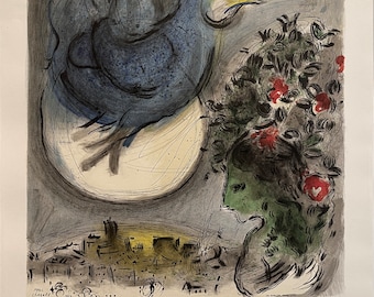 Marc Chagall Signed Lithograph: “The Blue Bird”