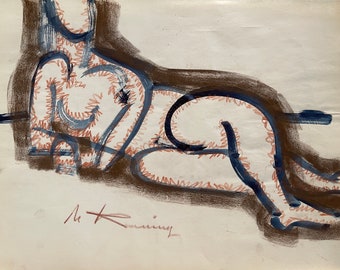 After Willem de Kooning Pastel Drawing: Figure of a Woman Resting