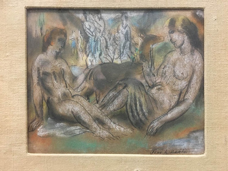 Jean Liberte Drawing of two female nude figures Jean Liberte Drawing of two female nude figures