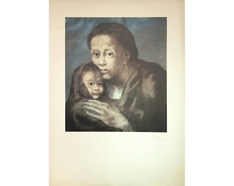 Pablo Picasso Litografia: "Madre e bambino con scialle"