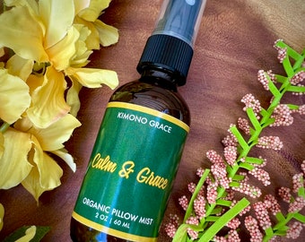 CALM & GRACE Organic Pillow Mist | Lavender, Chamomile, Eucalyptus and Rosemary | Calming Spray | Relaxation Spray | Stress Relief Spray