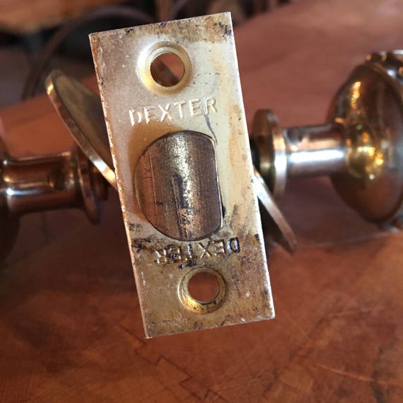 Vintage Dexter Brass Door Knobs Latch Hardware