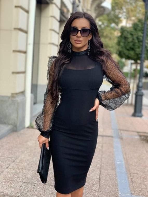 Women Black Fashion Dress/ Sexy Evening Black Dress/ Casual Black