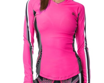 Chemise à manches longues pour femmes roses / Haut de yoga / Haut court à manches longues / Vêtements d'entraînement