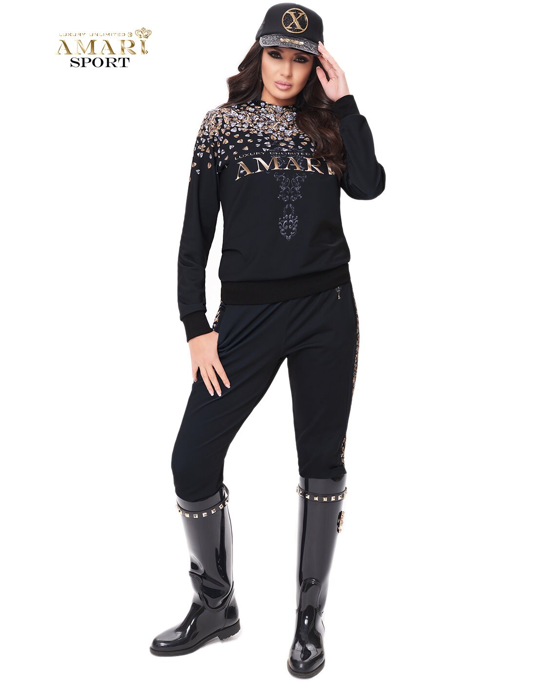 Gold and black track suit