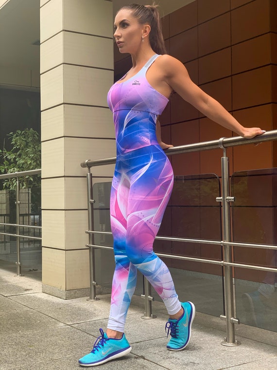 Pink Blue Body Suit Women/ Women Activewear/ Jumpsuit Women -  Canada