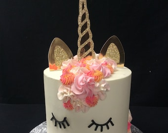 Unicorn Horn and Ears Cake Toppers/Unicorn Cake Topper/Unicorn Horn Topper