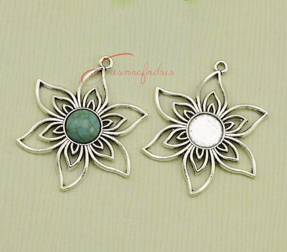 20pcs Round Cabochon Base Settings Photo Frame Tray Charms Pendant Accessory