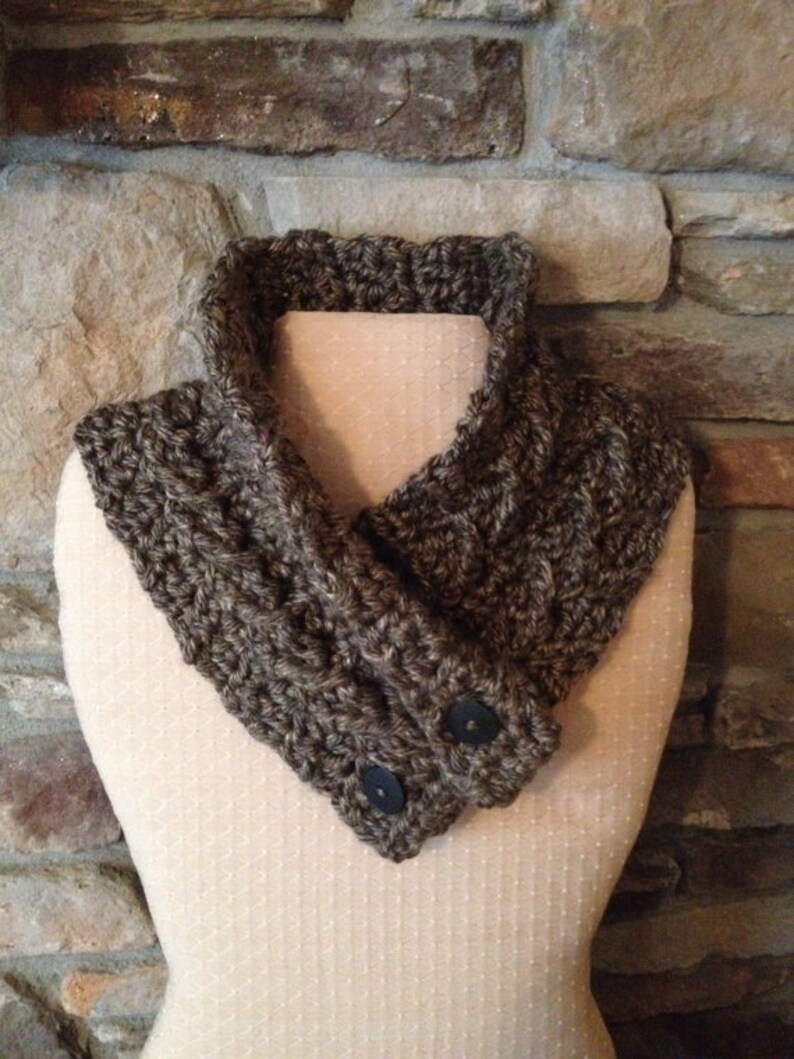 INSPIRED Button Cowl CROCHET PATTERN Button Scarf Short Scarf With