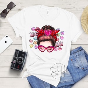 Valentine XoXo Messy Bun Shirt, Valentines Day Shirt, Happy Valentine&#39;s Day, Heart Shirt, Messy Bun Tshirt, Valentine Hearts, Messy Bun Tee