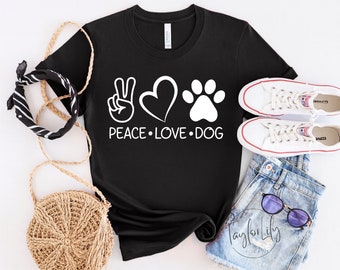 T-shirt amante dei cani, maglietta mamma cane, camicia mamma pelliccia, pace amore cani camicia, camicia di San Valentino, proprietario dell'animale domestico, camicia mamma cane, pace camicia, amante degli animali domestici