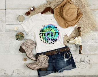 Allergisch voor domheid shirt, sarcastische Tee, introverte T-shirt, grappig sarcasme, allergisch voor idioten, sassy shirt, grappig cadeau T-shirts