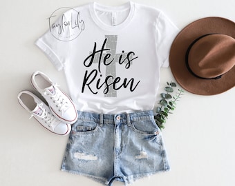 He Is Risen Shirt, Easter Shirt, Cross With Words Shirt, Christian Shirt,Cross Shirt, Jesus Loves Shirt, Christian Cross Shirt, Bible Verse