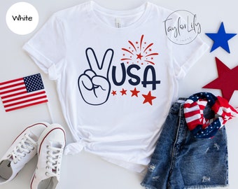 USA Shirt, 4 juli Shirt, 4 juli, Merica Shirt, Peace Shirt, Fourth of July Shirt, Woman's Independence Day Shirt, USA Tshirt