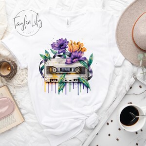 Cassette Tapes Retro Tee Shirt, Watercolor Cassettes, Oldies Rock Shirt, Vintage 90&#39;s Cassette Tape, Vintage Music Shirt T Shirts, Cassette