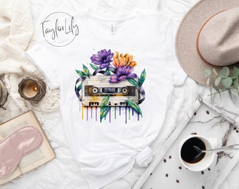 Cassette Tapes Retro Tee Shirt, Watercolor Cassettes, Oldies Rock Shirt, Vintage 90's Cassette Tape, Vintage Music Shirt T Shirts, Cassette