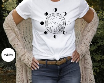 Moon Phase Shirt, New Moon Cycle Shirt, Moon Phases T-Shirt, Bohemian Moon Shirt, Boho Moon Phase Tee, Celestrial Shirt, Moon Chilld, Witchy