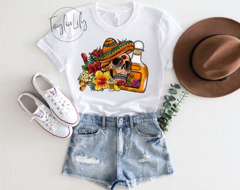 Cinco De Mayo Shirt, Mexico T-Shirt, Mexican Fiesta Tshirt, Tequila Drinking Tee, Mexican Holiday, Tacos and Tequilas, Sombrero Shirt, Skull