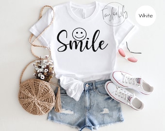 Positive Shirt, Be Happy T-Shirt, Smile T Shirt, Smiley Face Tee, Motivational Shirt, Positivity Gift, Inspirational Shirts, Smiley Face