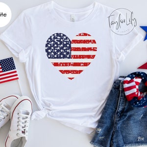 4Th Of July Shirt, USA Heart Flag Shirt, Patriotic Shirt, Independence Day Tee, American Flag Heart Shirt, USA Flag, Patriot, Red White Blue