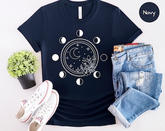 Chemise Moon Phase, Chemise New Moon Cycle, T-shirt Moon Phases, Chemise Boho Moon, Tee Boho Moon Phase, Chemise céleste, Moon Chilld, Witchy